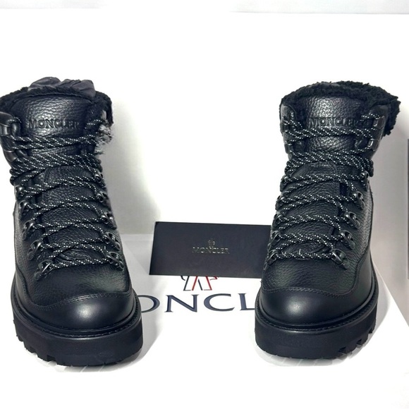 Moncler Peka Trek Leather Shearling Hiking Combat Boots Booties Size 7 New - Picture 7 of 14